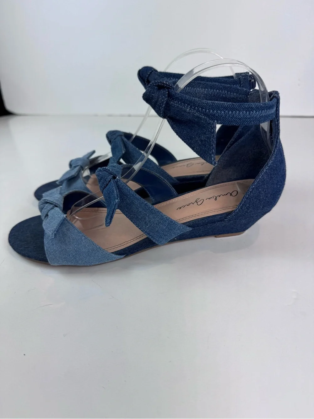 Amelia Grace jean denim wedge sandals size 8.5 - Picture 5 of 12